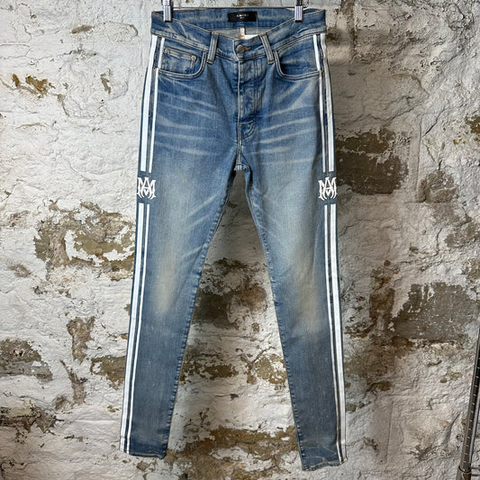 Amiri White MA Stripe Blue Denim Jeans Sz 31