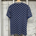 Gucci White GG Monogram Navy Polo Shirt Sz S