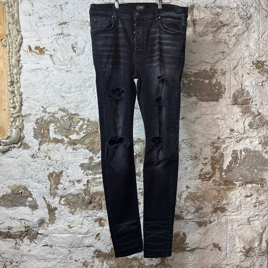 Amiri Distressed Faded Black Denim Jeans Sz 36
