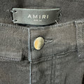 Amiri Black Suede Spell Black Denim Jeans Sz 34