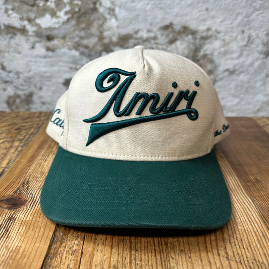 Amiri Cali Green Spellout Cream Hat