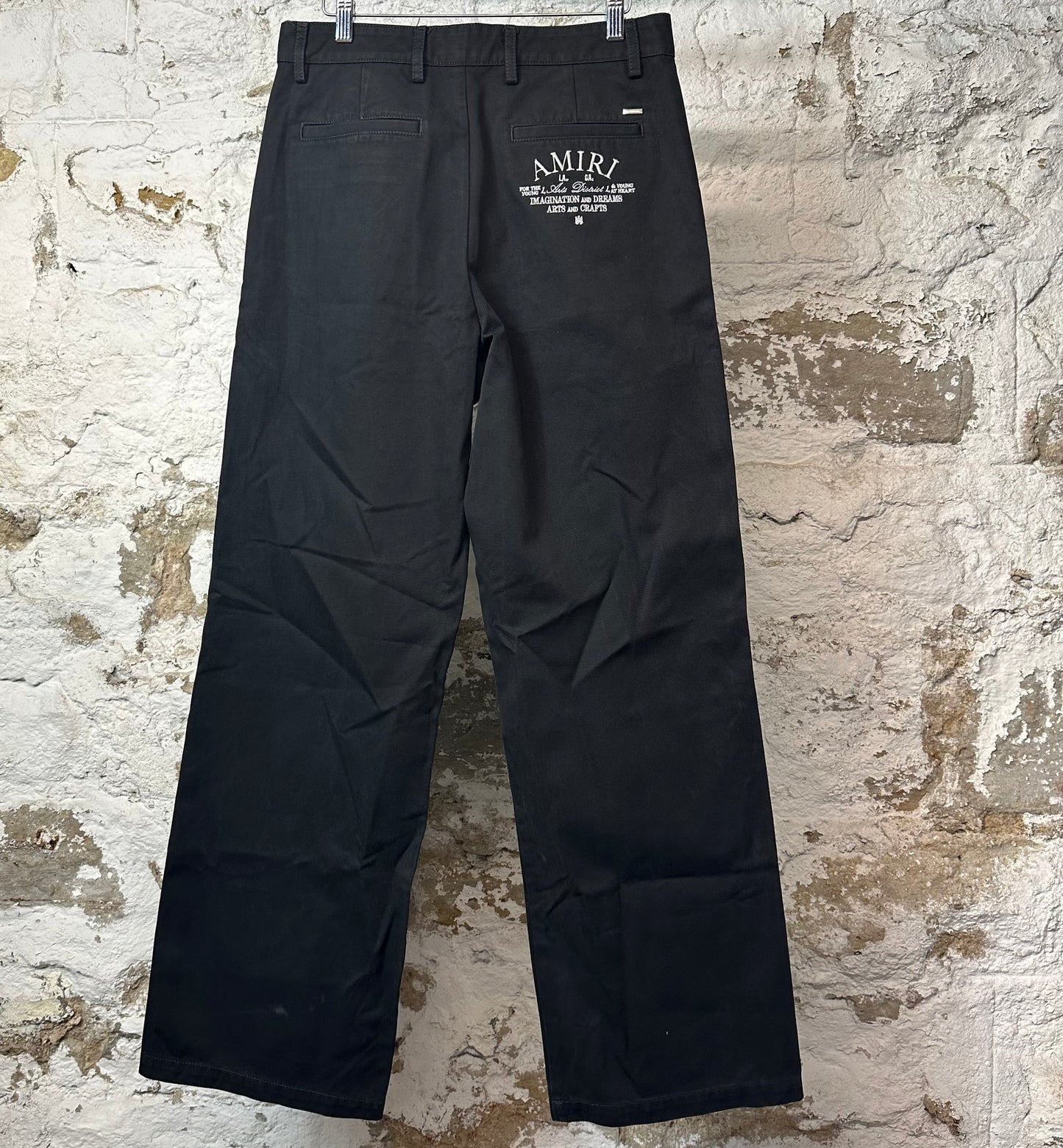 Amiri Back Logo Chino Kick Flare Black Pants Sz 32