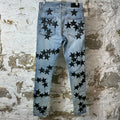 Amiri Black Leather Star Chemist Blue Denim Jeans Sz 31