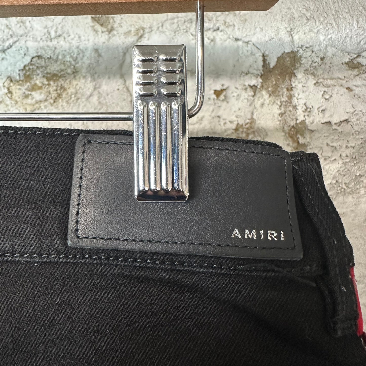 Amiri Red Velour Stripe Black Denim Jeans Sz 32