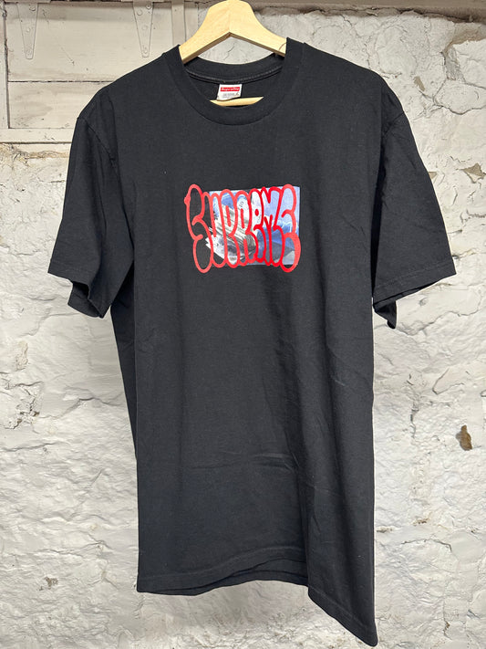 Supreme Cash Bubble Letters Black T-Shirt Sz L
