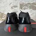 Prada Americas Cup Triple Black Patent Sneaker Sz 11