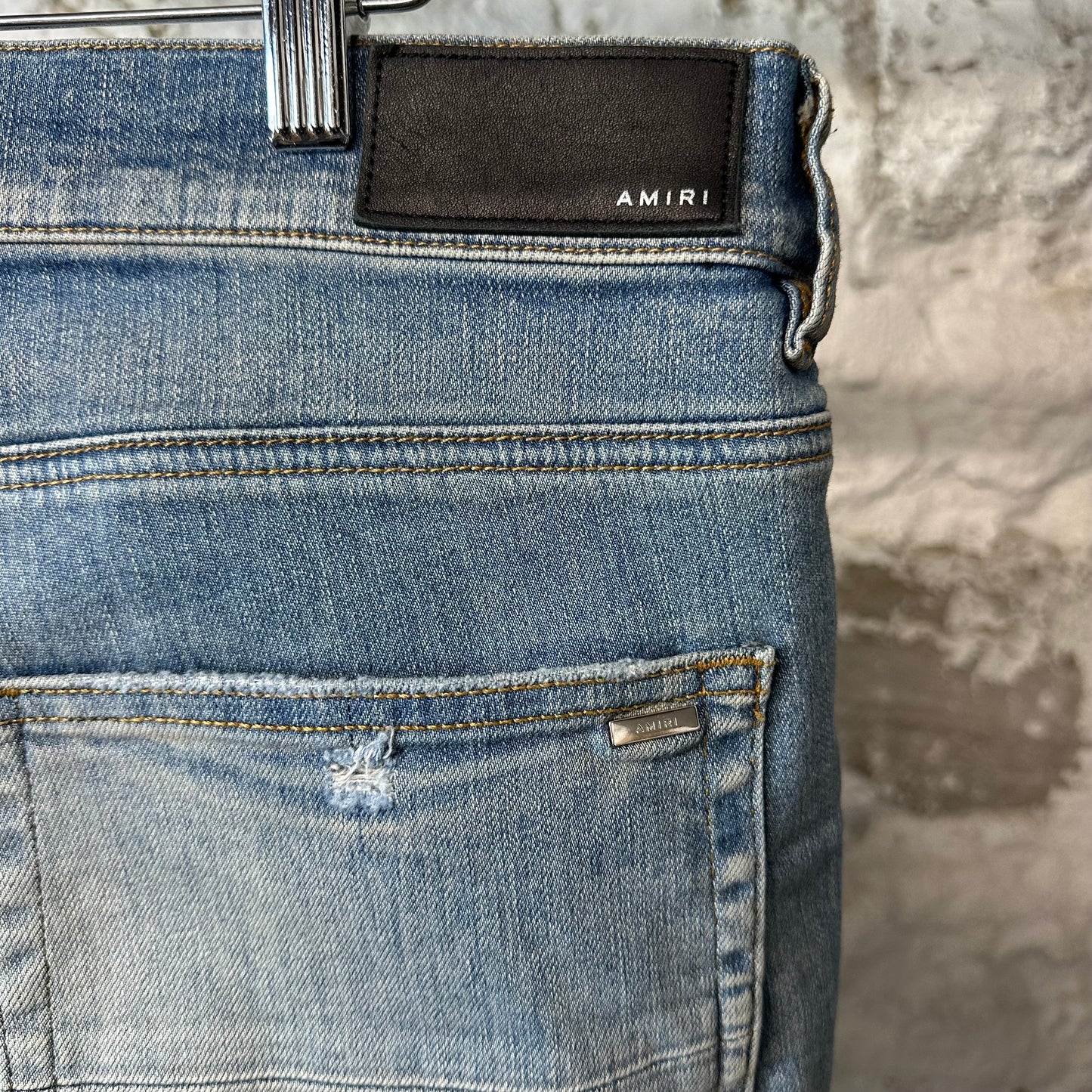 Amiri MX1 Plaid Flannel Blue Denim Jeans Sz 36