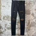 Amiri MX1 Brown Suede Black Denim Jeans Sz 32