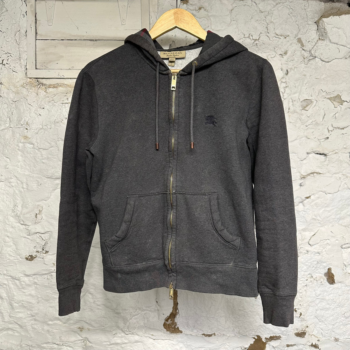 Burberry Dark Grey Zip-Up Hoodie Sz S