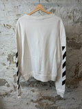 Off White Black Sleeve Line Crewneck White Sz M
