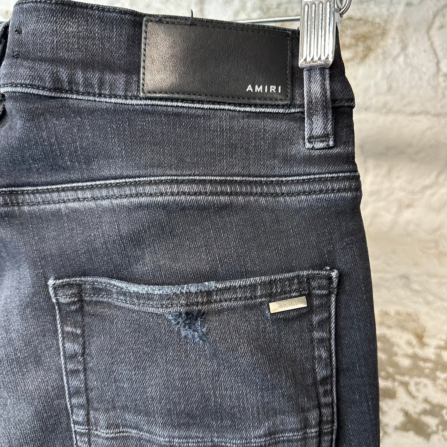 Amiri Blue Paisley Flame Black Denim Jeans Sz 30