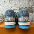 Louis Vuitton Blue Monogram White Strap Trainer Sneaker Sz 10 (8.5LV)