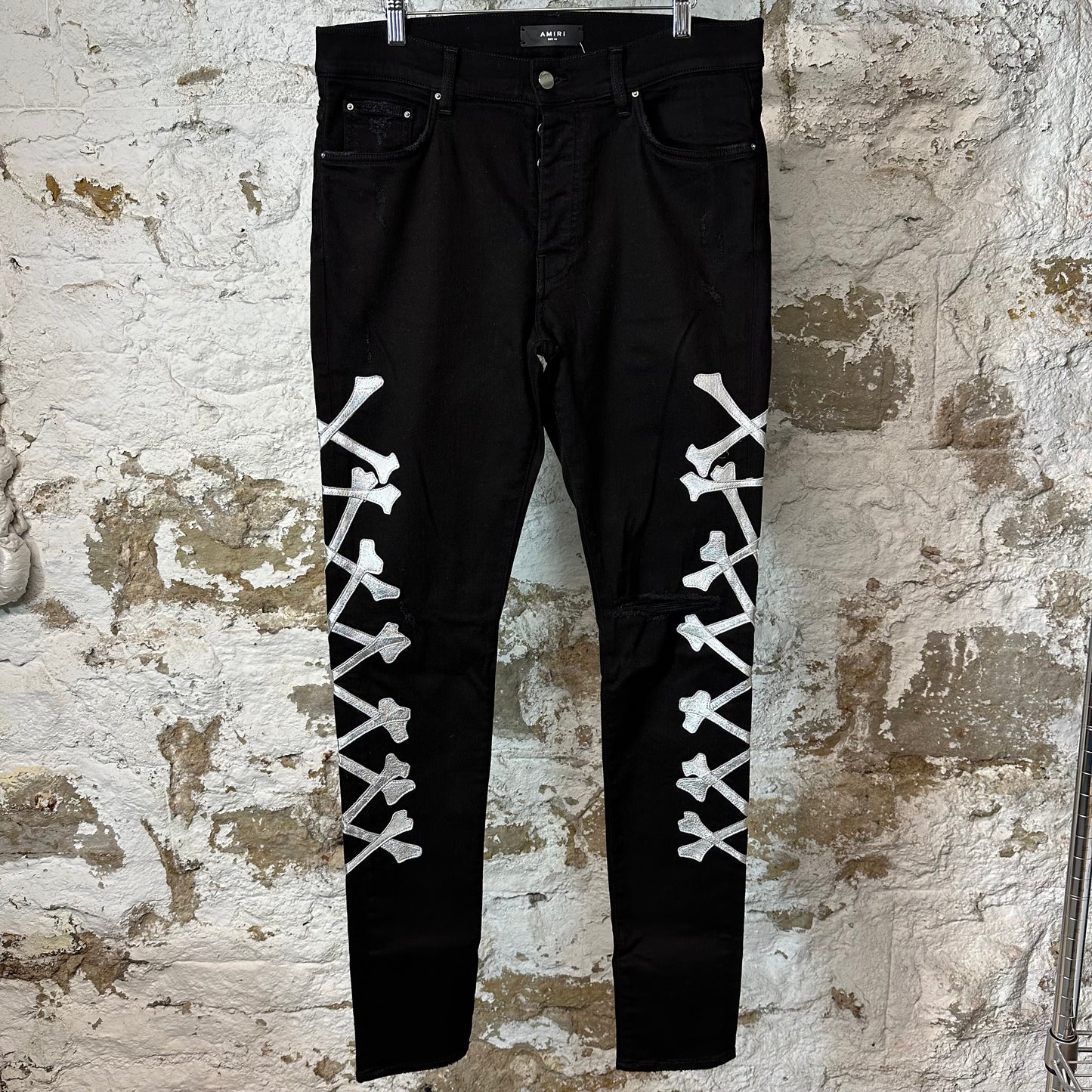 Amiri Silver Bone Black Denim Jeans Sz 36