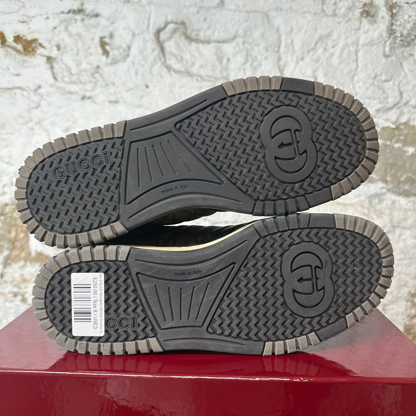Gucci Grey GG Monogram Re-Web Sneaker Sz 8