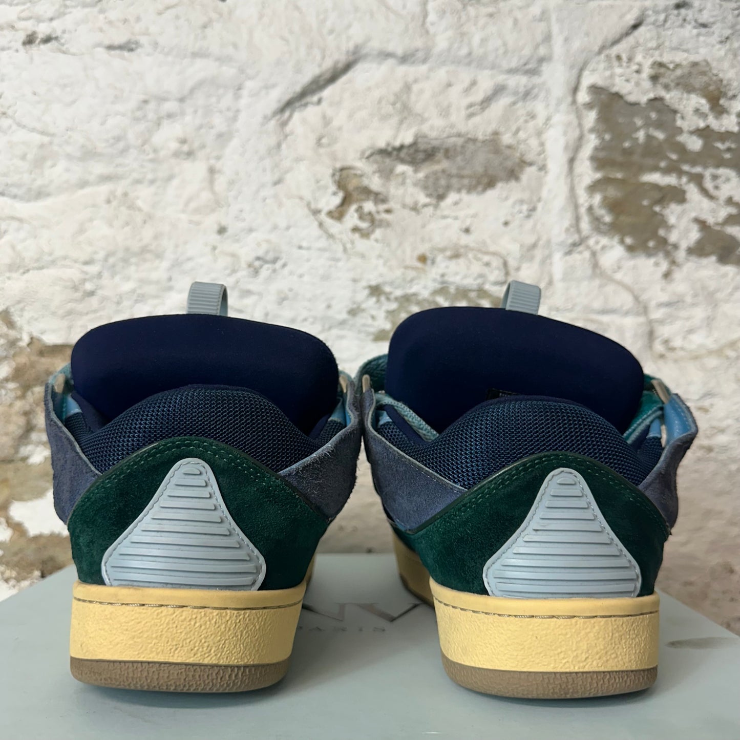 Lanvin Curb Teal Blue Lace Green Blue Sneaker Sz 8 (41)