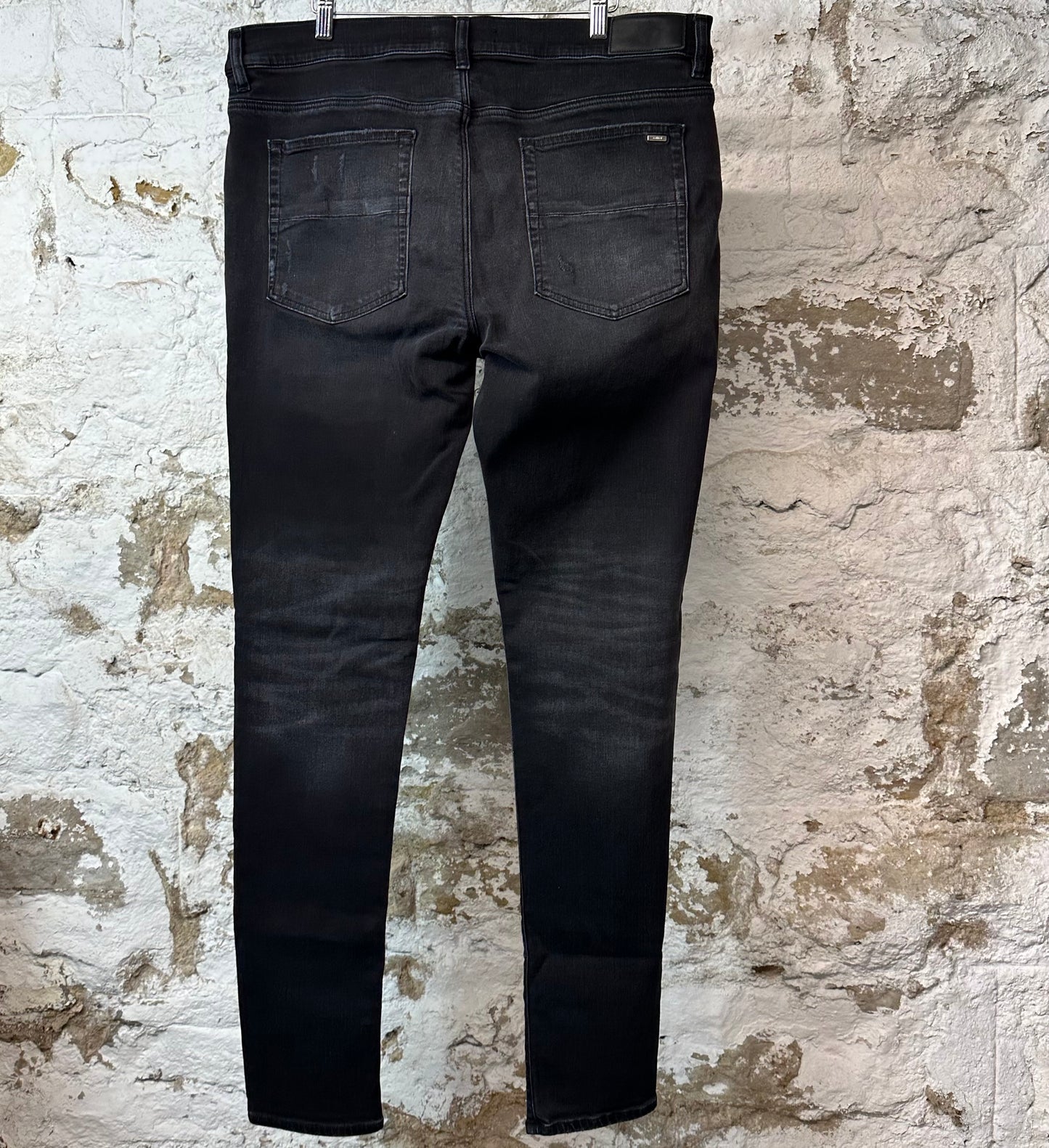 Amiri MX1 Red Suede Faded Black Denim Jeans Sz 38
