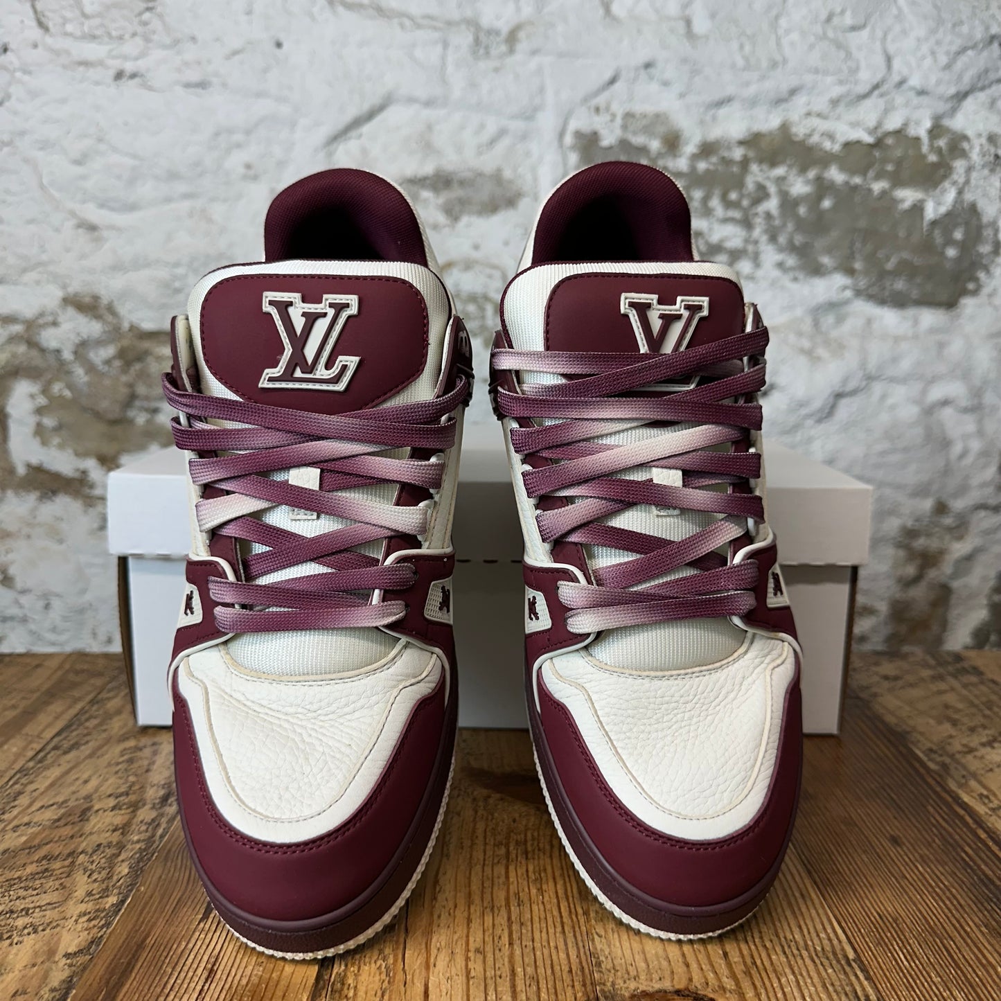 Louis Vuitton Burgundy White Trainer Sneaker Sz 9 (7.5LV)