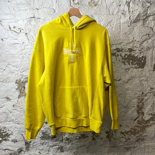 Supreme Yellow Cross Box Logo Hoodie Sz L