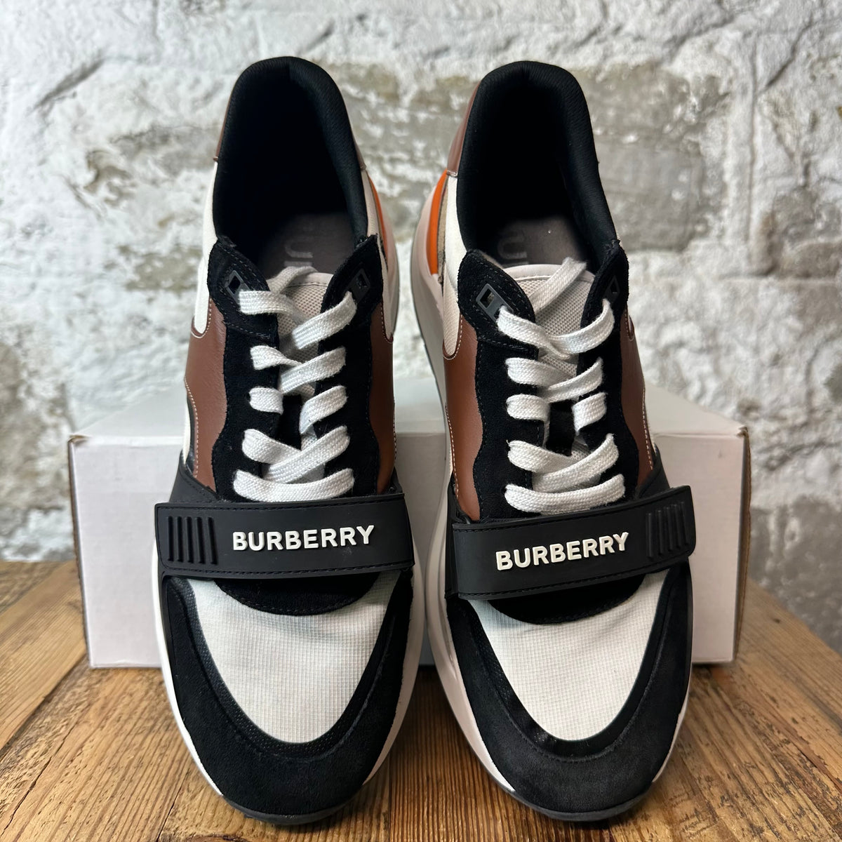 Burberry Regis Brown Black White Sneaker Sz 13 (46)