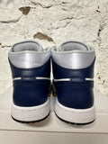 Air Jordan 1 Mid Football Grey Midnight Navy Sz 8.5 (10W)