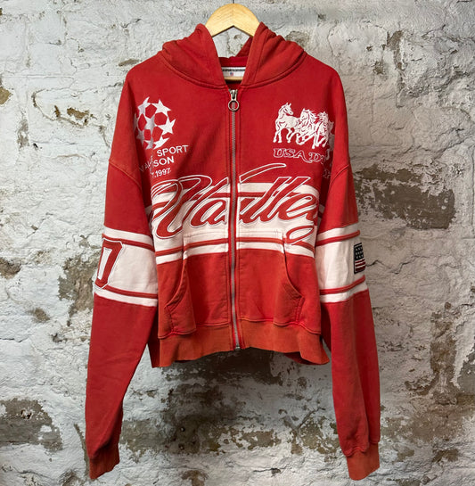 Vale Cursive Zip Up Hoodie Red Sz XXL
