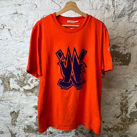 Moncler Purple Logo Orange T-shirt Sz L