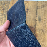 Gucci Micro Embossed Navy Bifold Wallet