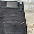 Amiri Black Suede Spell Black Denim Jeans Sz 28