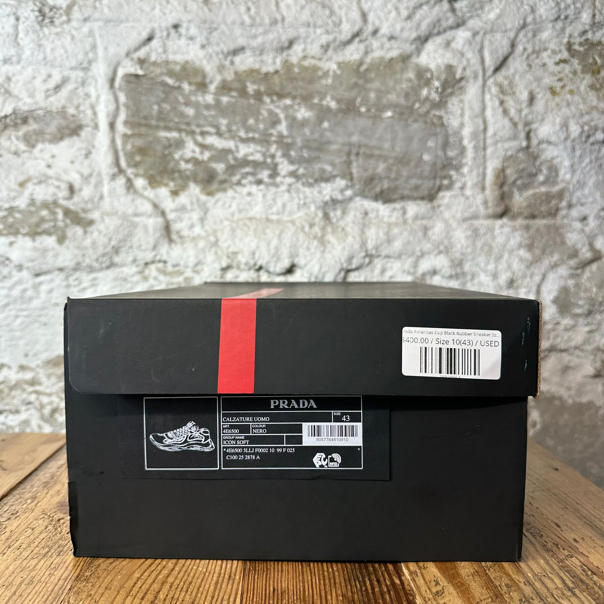 Prada Americas Cup Black Rubber Sneaker Sz 10 (43)