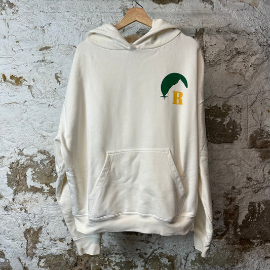 Rhude Green Moon Logo Cream Hoodie Sz L
