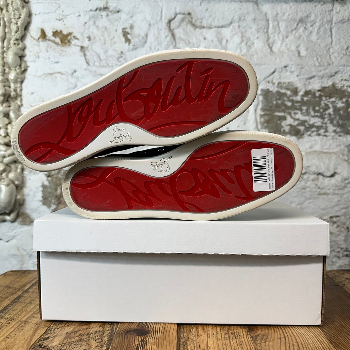 Christian Louboutin High White Navy Canvas Sneaker Sz 10 (43)