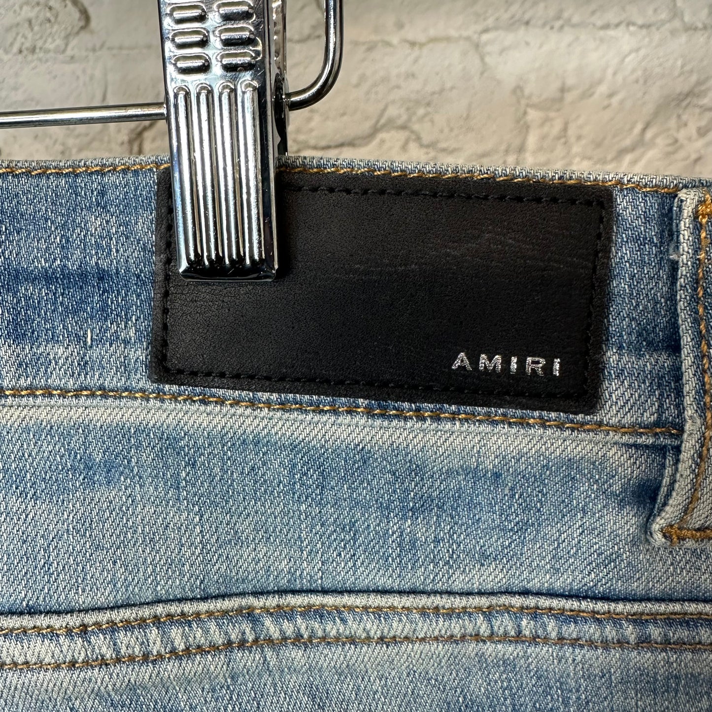 Amiri Leopard Print Thrasher Blue Denim Jeans Sz 36