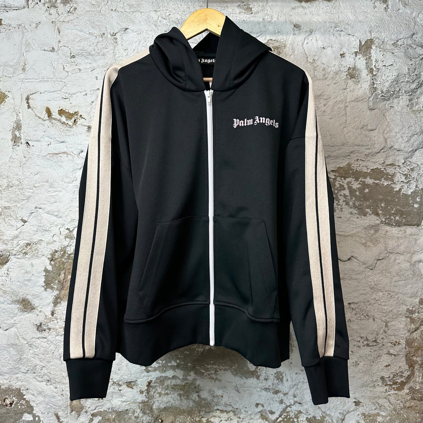 Palm Angels Black Beige Track Jacket Sz M