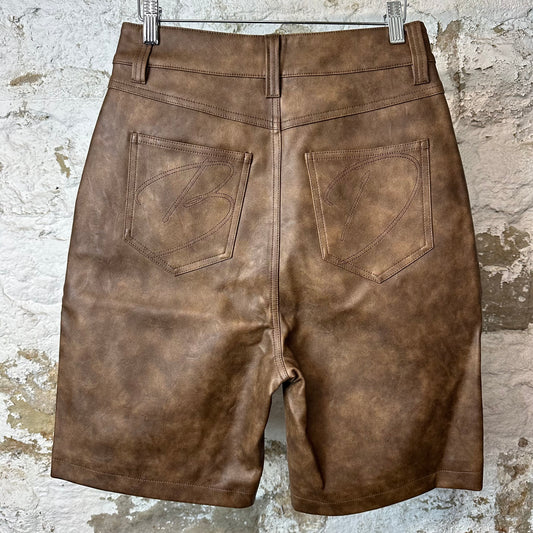 Bottega Desires Brown Leather Shorts