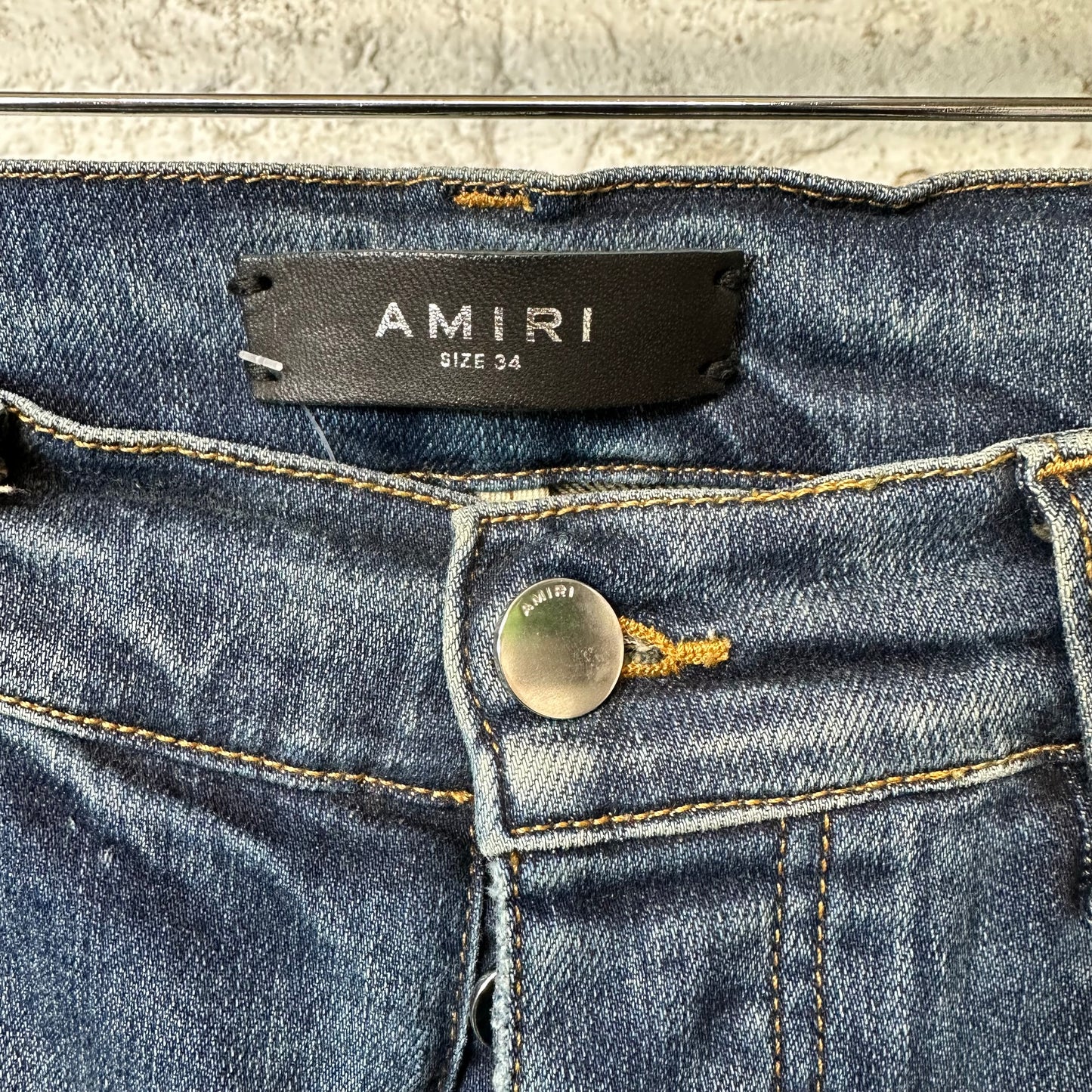 Amiri MX1 Blue Plaid Dark Blue Denim Jeans Sz 34