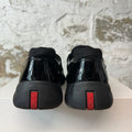 Prada Americas Cup Triple Black Patent Sneaker Sz 9.5
