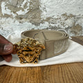 Versace Gold Buckle Fabric Jacquard Belt Sz (100)
