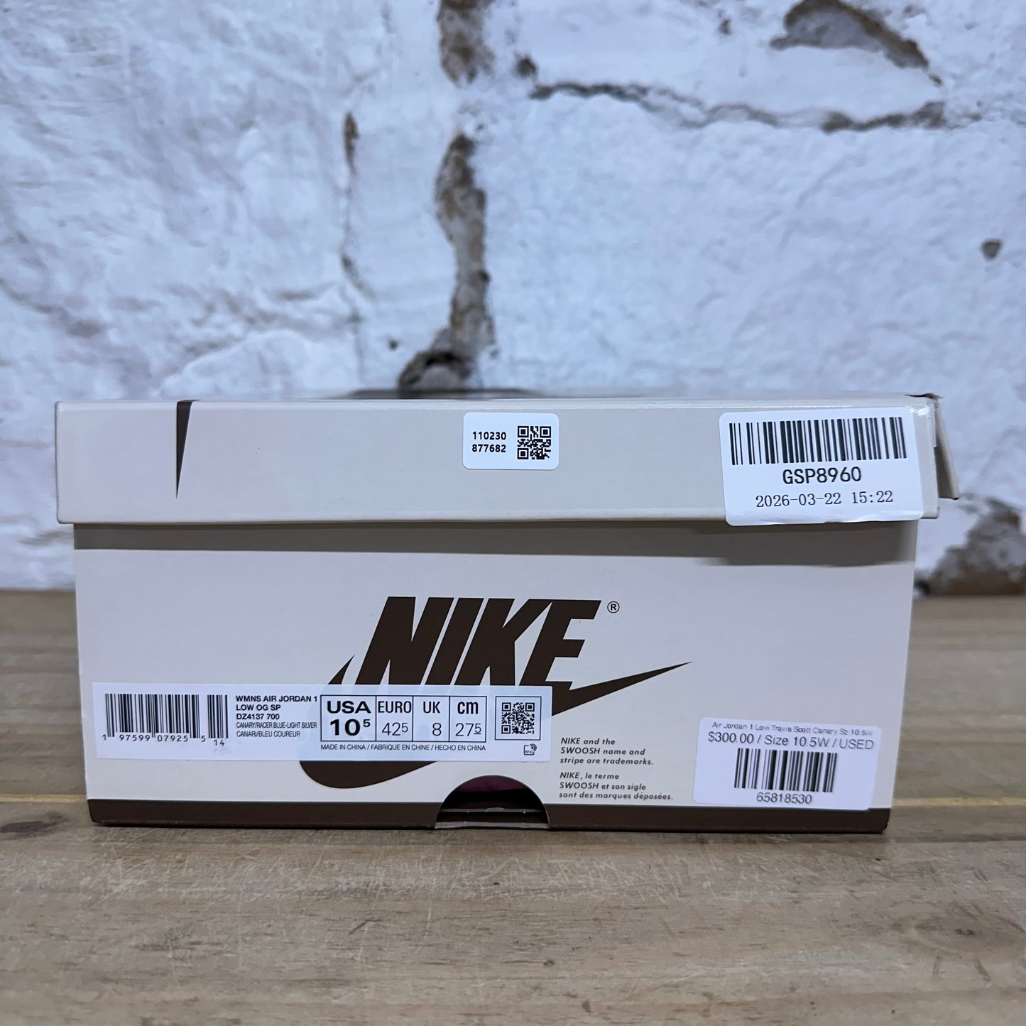 Air Jordan 1 Low Travis Scott Canary Sz 10.5W