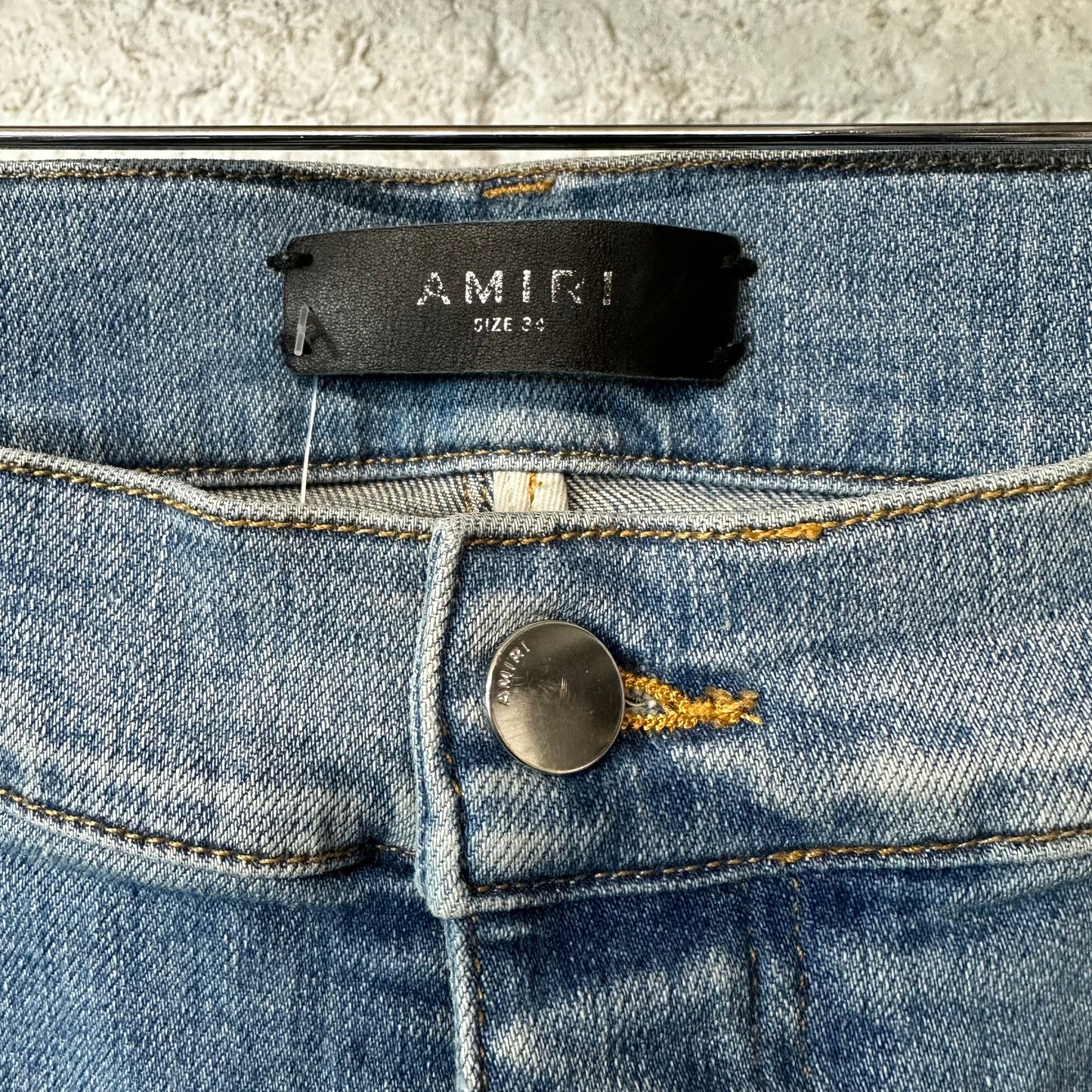 Amiri MX1 Red Suede Blue Denim Jeans Sz 34