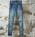 Amiri MX1 Blue Paisley Blue Denim Jeans Sz 29