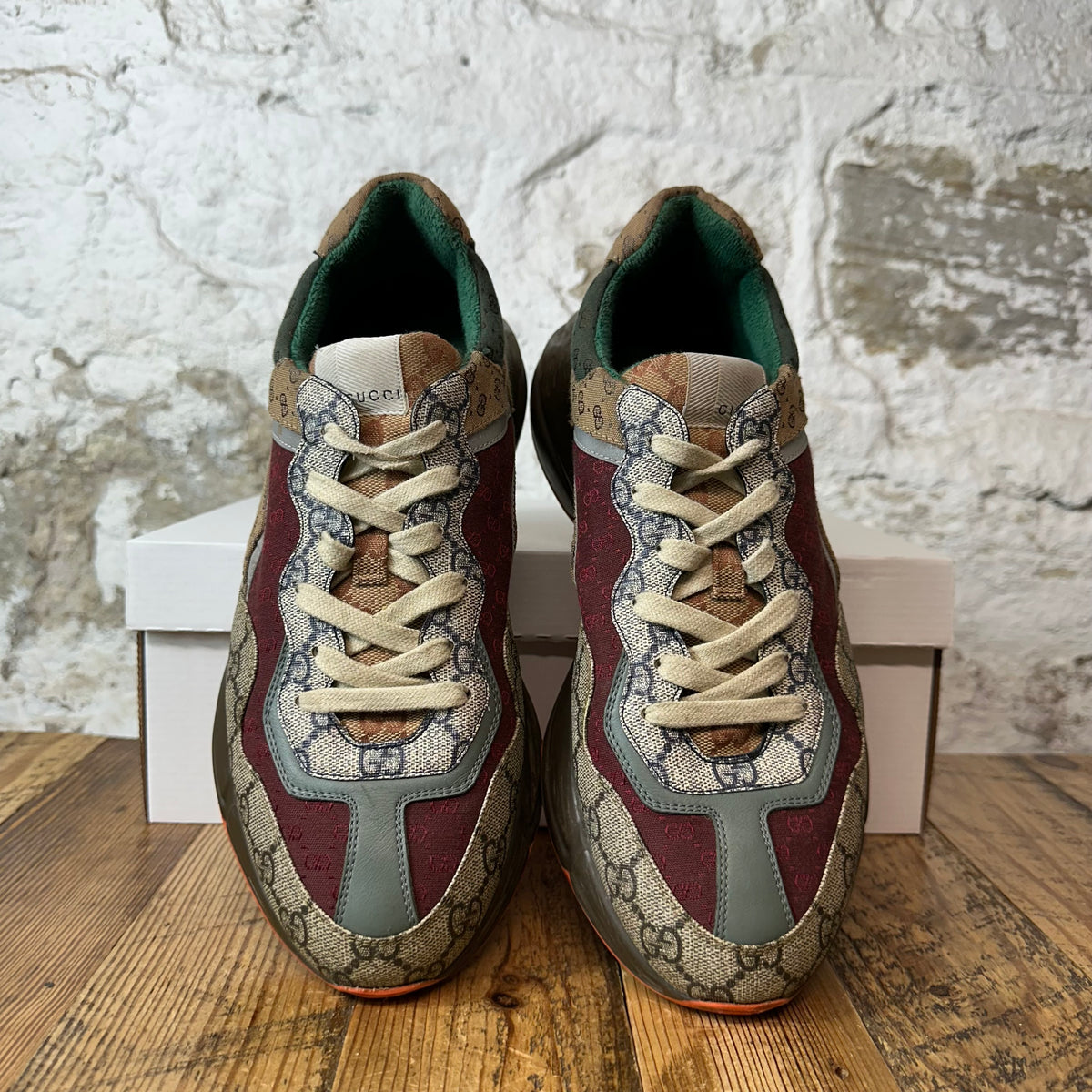 Gucci Rhyton Multicolor GG Monogram Brown Sneaker Sz 9