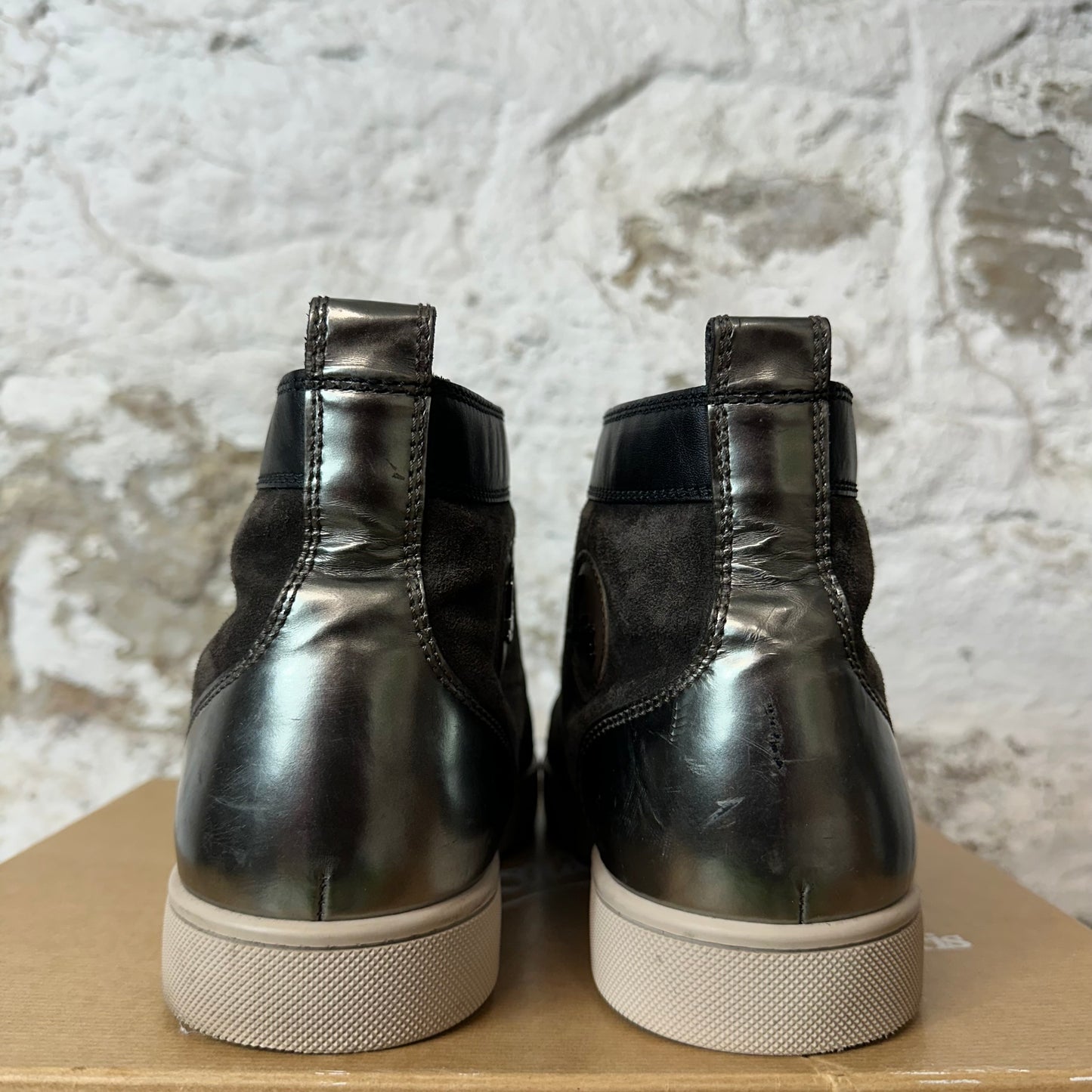 Christian Louboutin High Brown Suede Black Brown Sneaker Sz 10.5 (43.5)