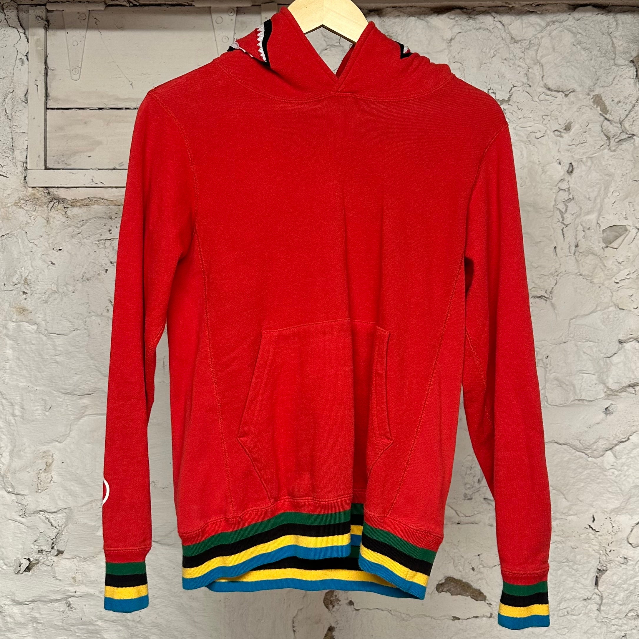 Bape Red Shark Pullover Hoodie Sz S