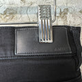 Amiri MX1 Black Leather Black Denim Jeans Sz 33