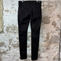 Amiri MX1 Black Leather Black Denim Jeans Sz 34