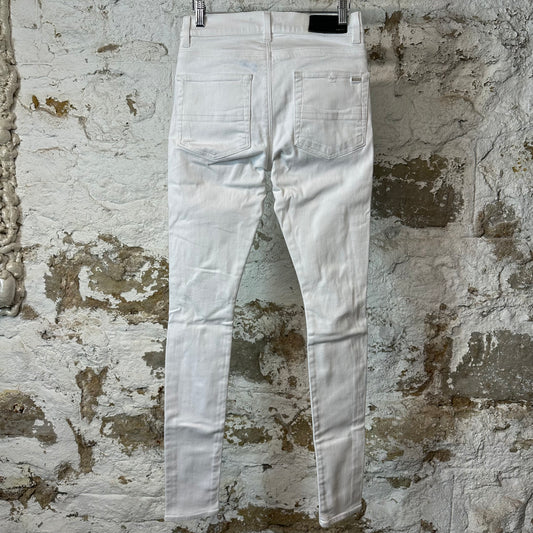 Amiri MX1 White Leather White Denim Jeans Sz 29