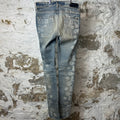 Amiri White Paisley Print Blue Denim Jeans Sz 32