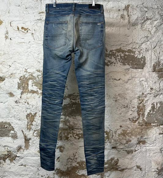 Amiri MX1 Sky Blue Cream Blue Denim Jeans Sz 31