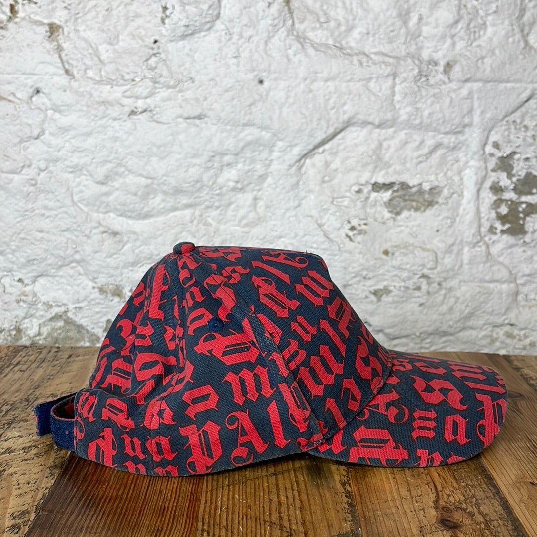 Palm Angels Red Navy Monogram Hat