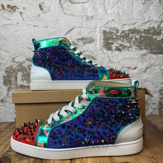 Christian Louboutin High Multicolor Iridescent Spike Sneaker Sz 12.5 (45.5)